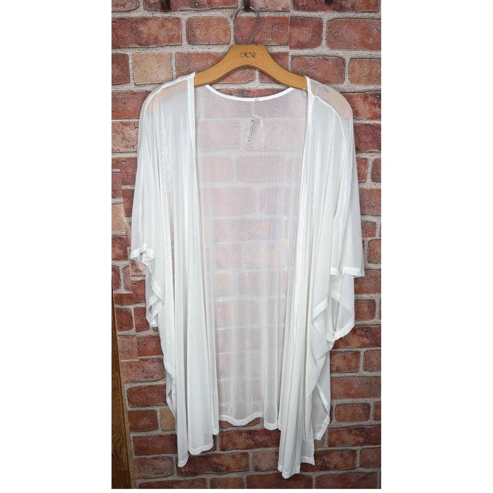 Fashion Nova White Sheer Mesh Kimono Cardigan Open Front Cover Up OS ZDSW71980